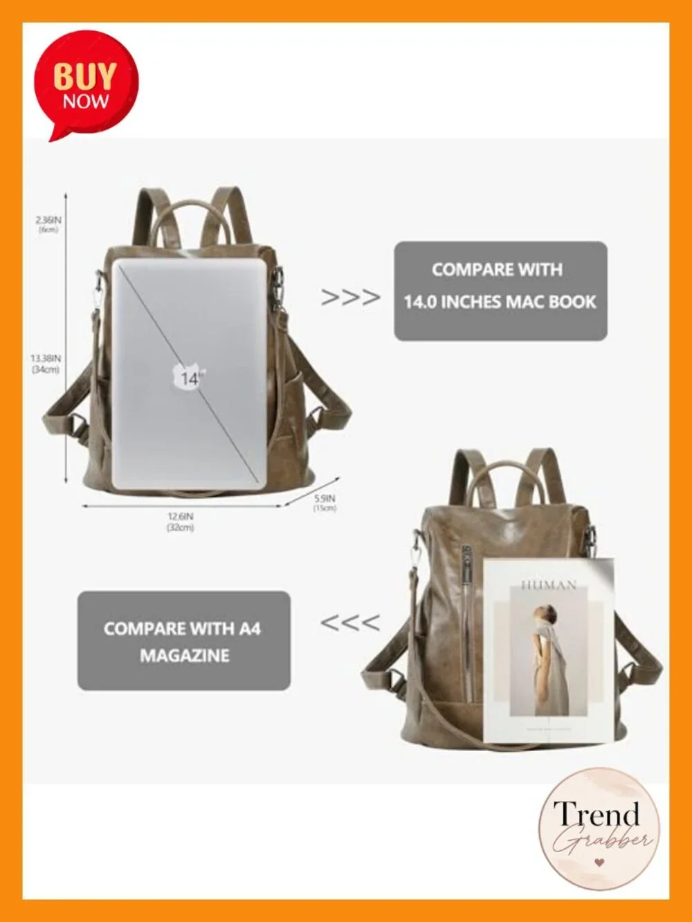 Women's PU Leather Anti-theft Backpack Purse 3-in-1 Tote Shoulder Bag